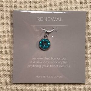 Origami Owl Sterling Silver Turquoise Blue Crystal Pendant Charm